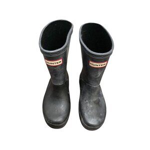 Hunter Kids Black Rubber Short Rain Boots Size 9 US